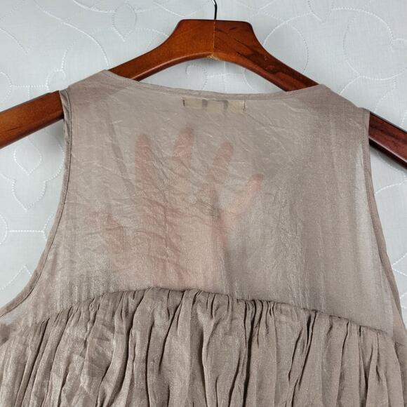 Ya Los Angeles Women Dress Size S Gray Metallic Sleeveless Tie Waist Tiered Mini - Picture 5 of 9